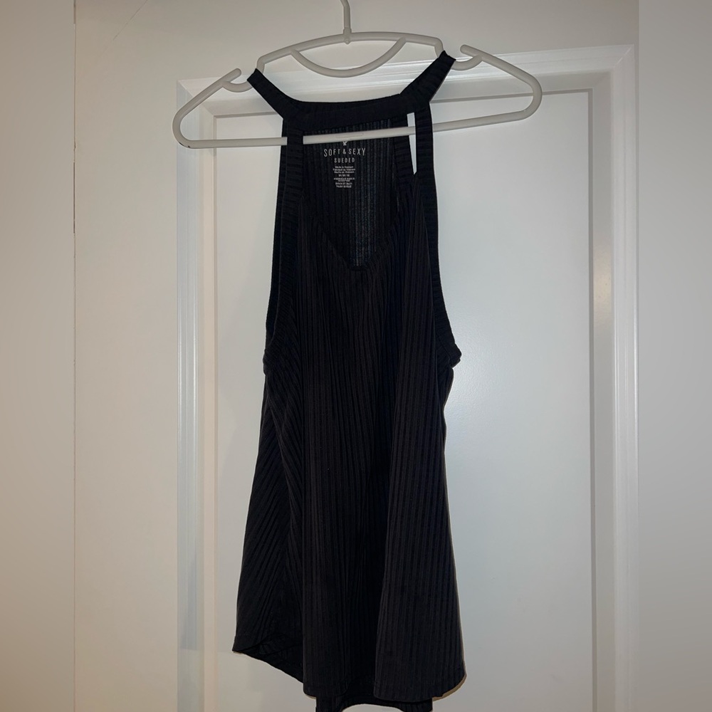 American Eagle Outfitters Charcoal Ribbed Tank Top